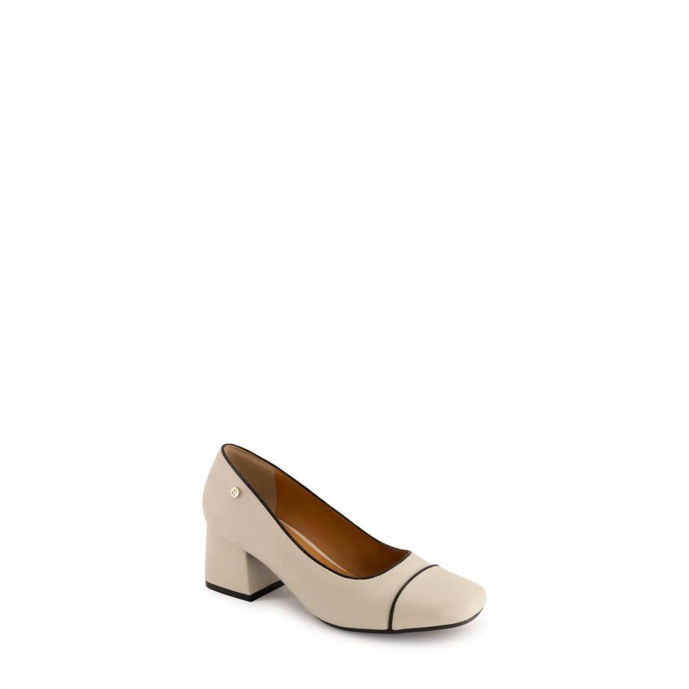NEW ANDREA women's block heel pump in bone
